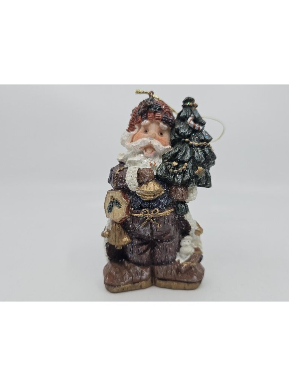 Briar Patch Santa Claus holding Christmas Tree Ornament Decor Resin 4.50 in
